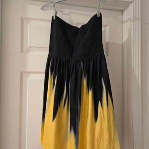 Chic Strapless Black and Yellow Dress